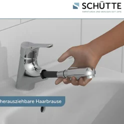 Schütte Waschtischarmatur »Attica« Set,mit herausziehbarer Brause und Zugstange, Wasserhahn, Mischbatterie