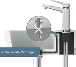 Schütte Waschtischarmatur »RAVEN« Wasserhahn mit Ablaufgarnitur, Mischbatterie mit Pop Up Abflussstopfen