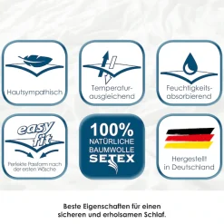 SETEX Matratzenauflage »Molton Spann, Auflage, Allergiker geeignet (Hausstauballergiker)« strapazierfähiger Matratzenschutz, 90x200cm, 140x200 & weitere Größen