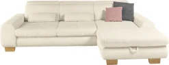 set one by Musterring Ecksofa »SO 3400 Sitzhöhe 47cm oder 49cm, Sitztiefe verstellbar, B/T: 307/195cm« whlw. mit Funktion, Kaltschaum, in Cord, natur, Sitzhöhe 47
