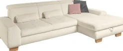 set one by Musterring Ecksofa »SO 3400 Sitzhöhe 47cm oder 49cm, Sitztiefe verstellbar, B/T: 307/195cm« whlw. mit Funktion, Kaltschaum, in Cord, natur, Sitzhöhe 47