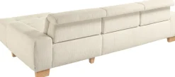 set one by Musterring Ecksofa »SO 3400 Sitzhöhe 47cm oder 49cm, Sitztiefe verstellbar, B/T: 307/195cm« whlw. mit Funktion, Kaltschaum, in Cord, natur, Sitzhöhe 47