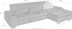 set one by Musterring Ecksofa »SO 3400 Sitzhöhe 47cm oder 49cm, Sitztiefe verstellbar, B/T: 307/195cm« whlw. mit Funktion, Kaltschaum, in Cord, natur, Sitzhöhe 47