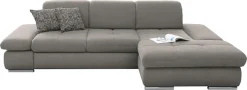 set one by Musterring Ecksofa »SO4100 V« mit verstellbaren Kopfteilen, wahlweise mit Funktionen, Cord-Bezug