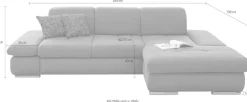set one by Musterring Ecksofa »SO4100 V« mit verstellbaren Kopfteilen, wahlweise mit Funktionen, Cord-Bezug