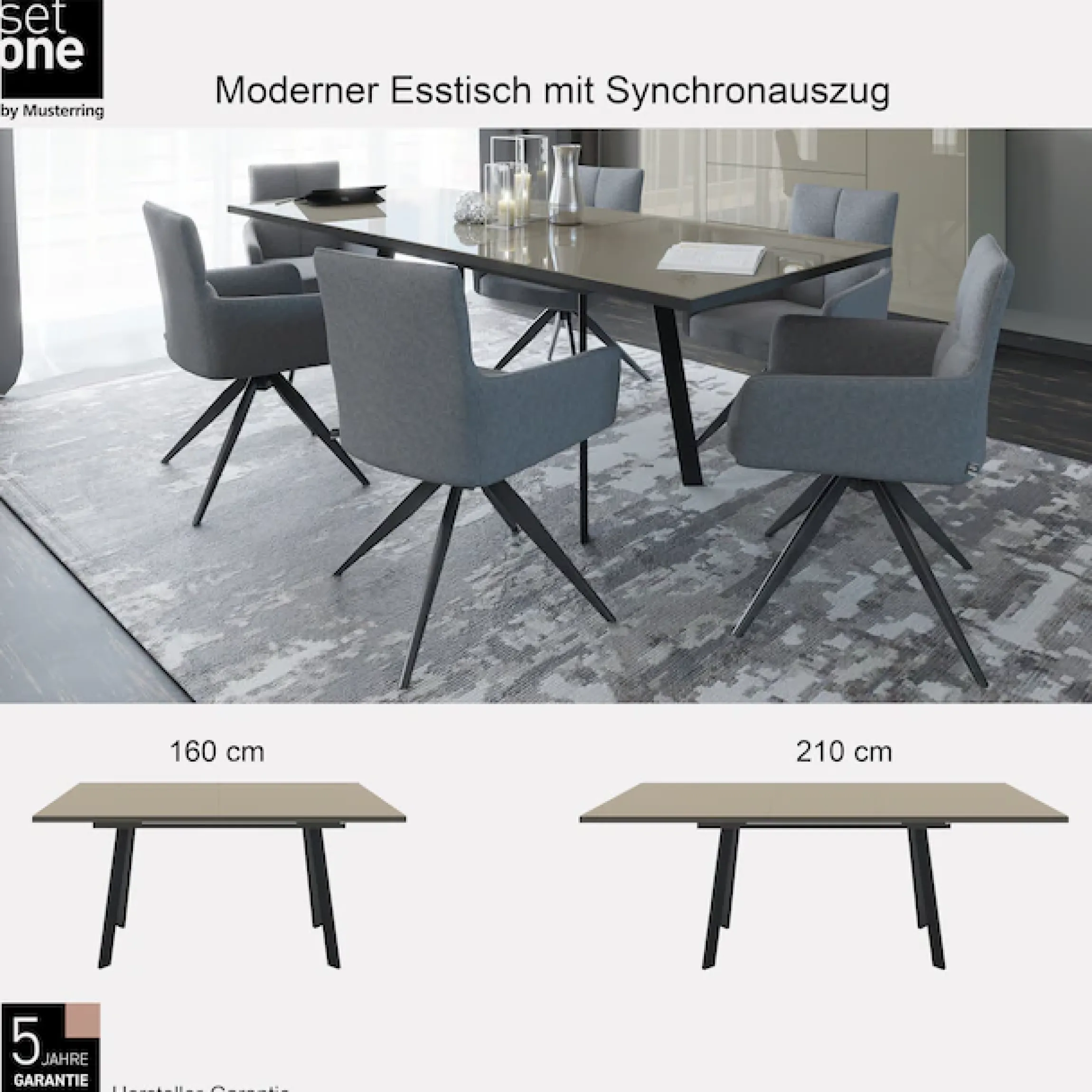 set one by Musterring Esstisch »Reno« 1 Stk. tlg. Mit Vierkantfuß, wählbaren Gestellen und Plattenfarben
