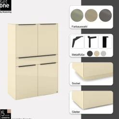 set one by Musterring Highboard »Reno« 1 Stk. tlg. Mit Gleitern und in verschiedenen Farben erhältlich