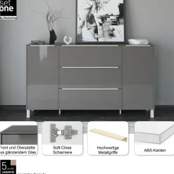 set one by Musterring Sideboard »Reno« 1 Stk. tlg. Mit Vierkantfuß in diversen Farben, 106 cm Höhe & Farbauswahl
