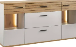 set one by Musterring Sideboard »Quincy« 1 Stk. tlg. Mit Glasausschnitt und LED, in Anthrazit/Lichtgrau erhältlich, 160 cm