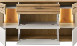 set one by Musterring Sideboard »Quincy« 1 Stk. tlg. Mit Glasausschnitt und LED, in Anthrazit/Lichtgrau erhältlich, 160 cm