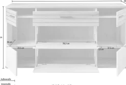 set one by Musterring Sideboard »Quincy« 1 Stk. tlg. Mit Glasausschnitt und LED, in Anthrazit/Lichtgrau erhältlich, 160 cm