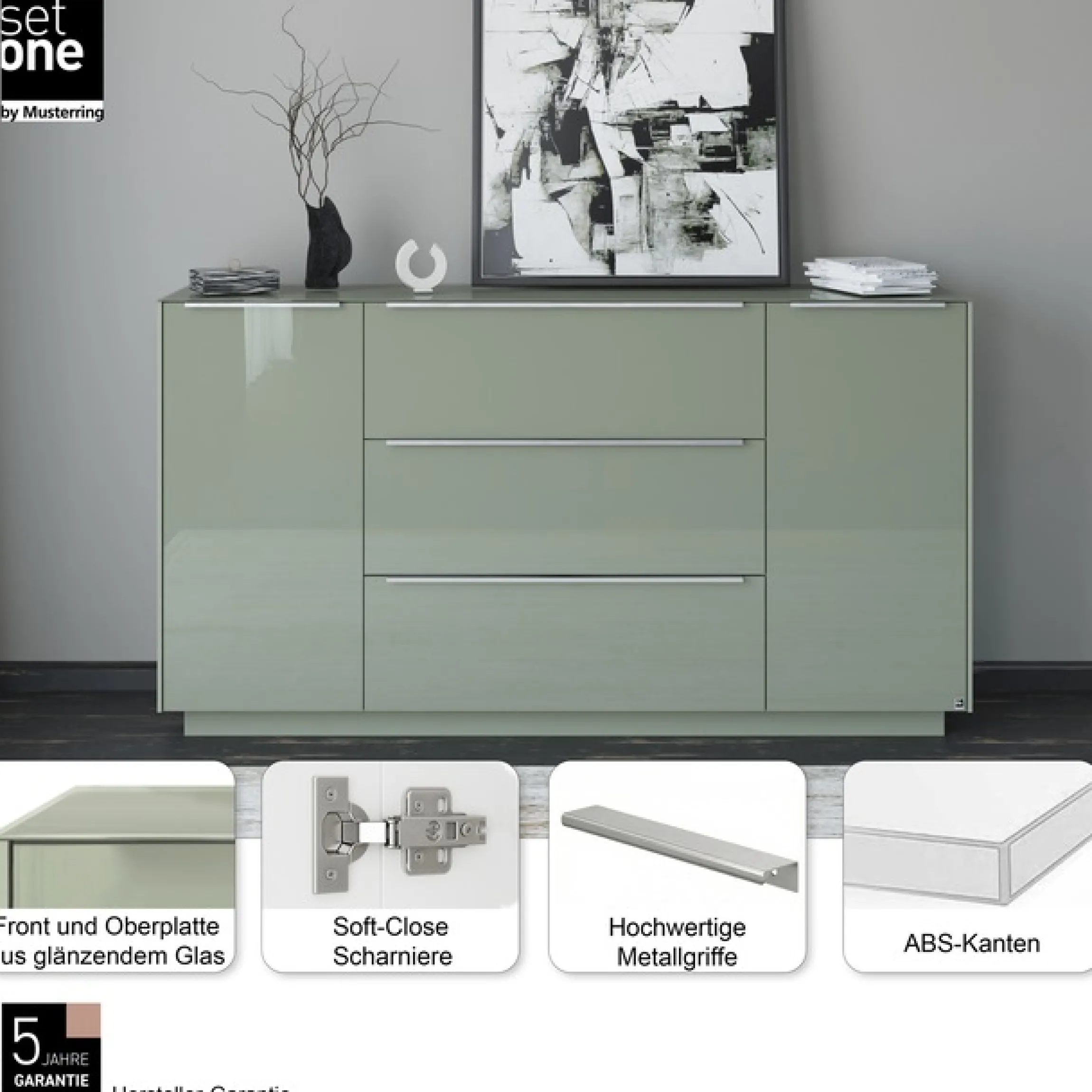 set one by Musterring Sideboard »Reno« 1 Stk. tlg. Mit Sockel in diversen Farben, 102 cm Höhe & Farbauswahl