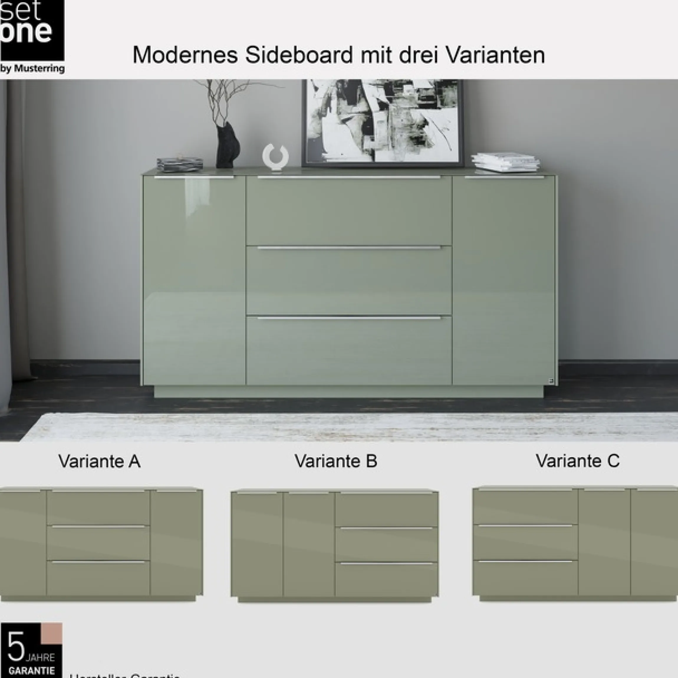set one by Musterring Sideboard »Reno« 1 Stk. tlg. Mit Sockel in diversen Farben, 102 cm Höhe & Farbauswahl