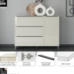 set one by Musterring Sideboard »Reno« 1 Stk. tlg. Mit Vierkantfuß in diversen Farben, 106 cm Höhe & Farbauswahl