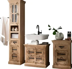 SIT Badmöbel-Set »Colombo 5-tlg. aus Mangoholz mit Hochschrank« Set, Bäder-Set,