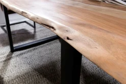 SIT Baumkantentisch »Bursa Akazie Massivholz Esstisch mit Stahl-Kufengestell« Massive Akazie in Naturfarben mit Baumkante & Unikat