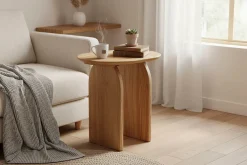 SIT Beistelltisch »Helsinki rund aus Akazie mit Holzwangen-Gestell« 3 cm starke Akazienplatte mit natürlicher Maserung