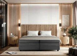 SIT Boxspringbett »180x200 cm mit Teakholz-Kopfteil und Topper« Naturkopfteil aus echten Teak-Ästen mit Boxspringkomfort