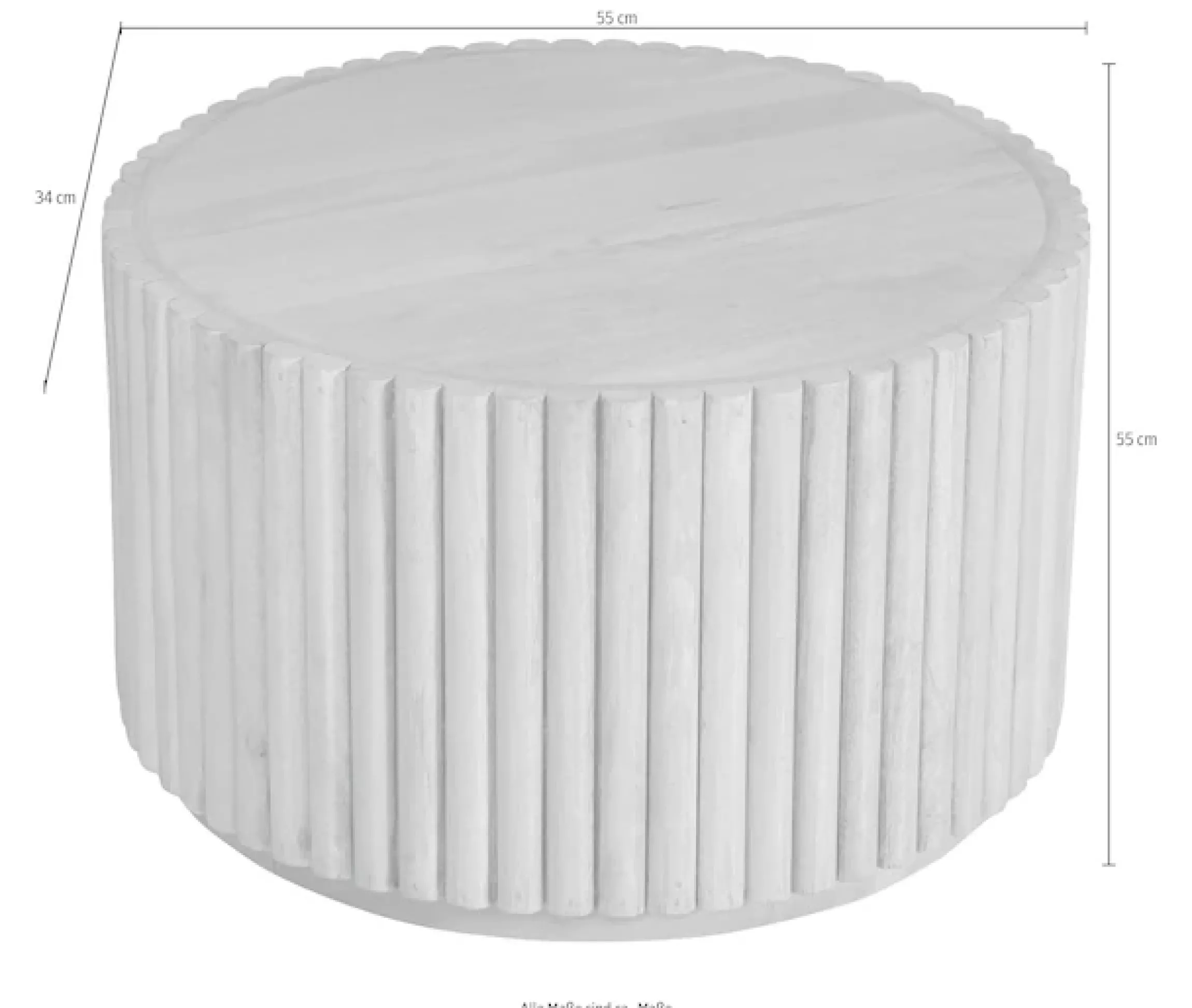 SIT Couchtisch »Mango Massivholz Ribbed Look Säulenfuß 55 cm Design« Mango Massivholz Couchtisch im Ribbed Design mit Säulenfuß