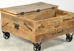 SIT Couchtisch »Rustic Couchtischtruhe aus Mangoholz mit Rollen & Stauraum« 5 Schubladen, Klappe & Rollen für flexiblen Stauraum