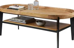 SIT Couchtisch »T-TRAY TABLE LONG aus Mangoholz mit Tablett & Metallgestell« Abnehmbare Tischplatte als praktisches Serviertablett nutzbar