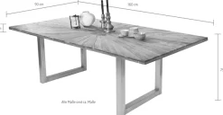 SIT Esstisch »Adana aus recyceltem Teak mit Sonnenmuster & Kufengestell« 50 mm starke Teakplatte mit Sonnenmuster & stabilem Kufengestell