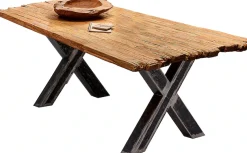 SIT Esstisch »Avola aus recyceltem Teak mit 50-mm-Platte & X-Gestell« 50-mm-Teakplatte mit gewollten Bruchkanten an den kurzen Seiten
