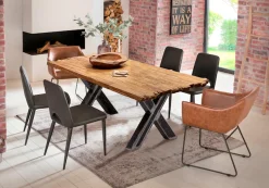SIT Esstisch »Avola aus recyceltem Teak mit 50-mm-Platte & X-Gestell« 50-mm-Teakplatte mit gewollten Bruchkanten an den kurzen Seiten