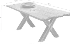 SIT Esstisch »Avola aus recyceltem Teak mit 50-mm-Platte & X-Gestell« 50-mm-Teakplatte mit gewollten Bruchkanten an den kurzen Seiten