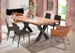 SIT Esstisch »Brixen aus recyceltem Teak mit 50-mm-Platte & X-Gestell« Rustikale Teakholzplatte mit einzigartiger Maserung – ein Unikat
