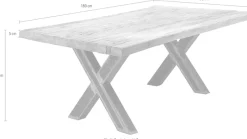 SIT Esstisch »Brixen aus recyceltem Teak mit 50-mm-Platte & X-Gestell« Rustikale Teakholzplatte mit einzigartiger Maserung – ein Unikat