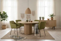 SIT Esstisch »Genf aus Mangoholz mit Säulenfuß im Ribbed-Look« Runder Tisch mit extravagantem Lamellendesign und markantem Säulenfuß