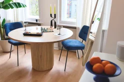 SIT Esstisch »Genf aus Mangoholz mit Säulenfuß im Ribbed-Look« Runder Tisch mit extravagantem Lamellendesign und markantem Säulenfuß