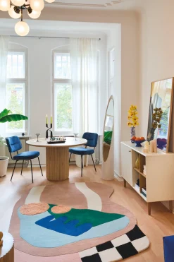 SIT Esstisch »Genf aus Mangoholz mit Säulenfuß im Ribbed-Look« Runder Tisch mit extravagantem Lamellendesign und markantem Säulenfuß