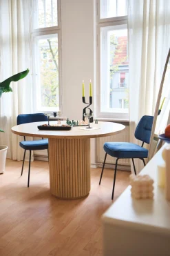 SIT Esstisch »Genf aus Mangoholz mit Säulenfuß im Ribbed-Look« Runder Tisch mit extravagantem Lamellendesign und markantem Säulenfuß