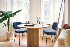 SIT Esstisch »Genf aus Mangoholz mit Säulenfuß im Ribbed-Look« Runder Tisch mit extravagantem Lamellendesign und markantem Säulenfuß