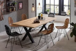 SIT Esstisch »Gent Wildeiche Massivholz mit X-Gestell aus Metall, Industrial« Robustes X-Gestell aus Metall für hohe Stabilität