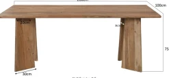 SIT Esstisch »Jakarta aus Akazie 200x100 cm mit asymmetrischem Holzgestell« 3 cm starke Akazienplatte mit abgerundeten Kanten