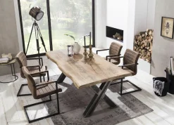 SIT Esstisch »Quito Mango Massivholz mit Baumkante & X-Gestell im Used-Look« Massive Mango-Baumkante mit markantem X-Gestell