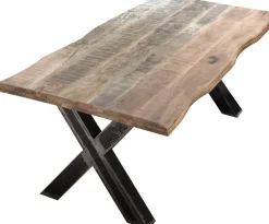 SIT Esstisch »Quito Mango Massivholz mit Baumkante & X-Gestell im Used-Look« Massive Mango-Baumkante mit markantem X-Gestell