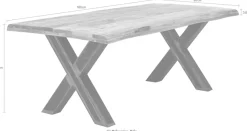 SIT Esstisch »Quito Mango Massivholz mit Baumkante & X-Gestell im Used-Look« Massive Mango-Baumkante mit markantem X-Gestell