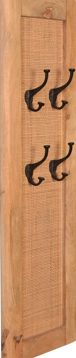 SIT Garderobenpaneel »CANE Mangoholz mit Rattan-Einsatz & 4 Doppelhaken« Trendiger Rattan-Einsatz im Massivholzrahmen für Boho-Flair