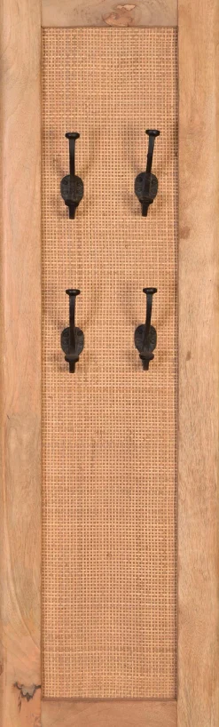 SIT Garderobenpaneel »CANE Mangoholz mit Rattan-Einsatz & 4 Doppelhaken« Trendiger Rattan-Einsatz im Massivholzrahmen für Boho-Flair