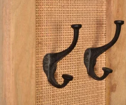 SIT Garderobenpaneel »CANE Mangoholz mit Rattan-Einsatz & 4 Doppelhaken« Trendiger Rattan-Einsatz im Massivholzrahmen für Boho-Flair