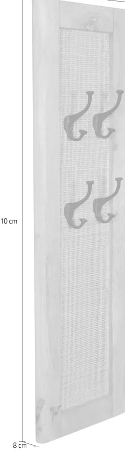 SIT Garderobenpaneel »CANE Mangoholz mit Rattan-Einsatz & 4 Doppelhaken« Trendiger Rattan-Einsatz im Massivholzrahmen für Boho-Flair