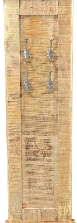 SIT Garderobenpaneel »Denver aus Mangoholz mit 4 Doppelhaken & rustikalem Look« Platzsparende Wandgarderobe mit 4 praktischen Doppelhaken