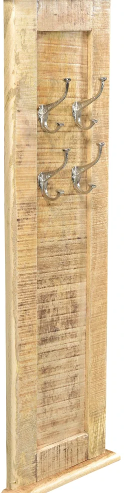 SIT Garderobenpaneel »Denver aus Mangoholz mit 4 Doppelhaken & rustikalem Look« Platzsparende Wandgarderobe mit 4 praktischen Doppelhaken