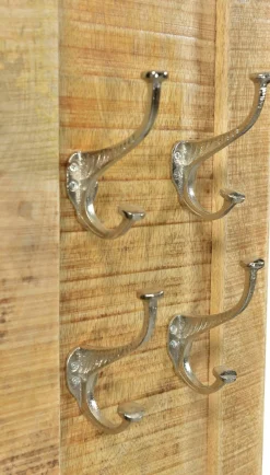 SIT Garderobenpaneel »Denver aus Mangoholz mit 4 Doppelhaken & rustikalem Look« Platzsparende Wandgarderobe mit 4 praktischen Doppelhaken