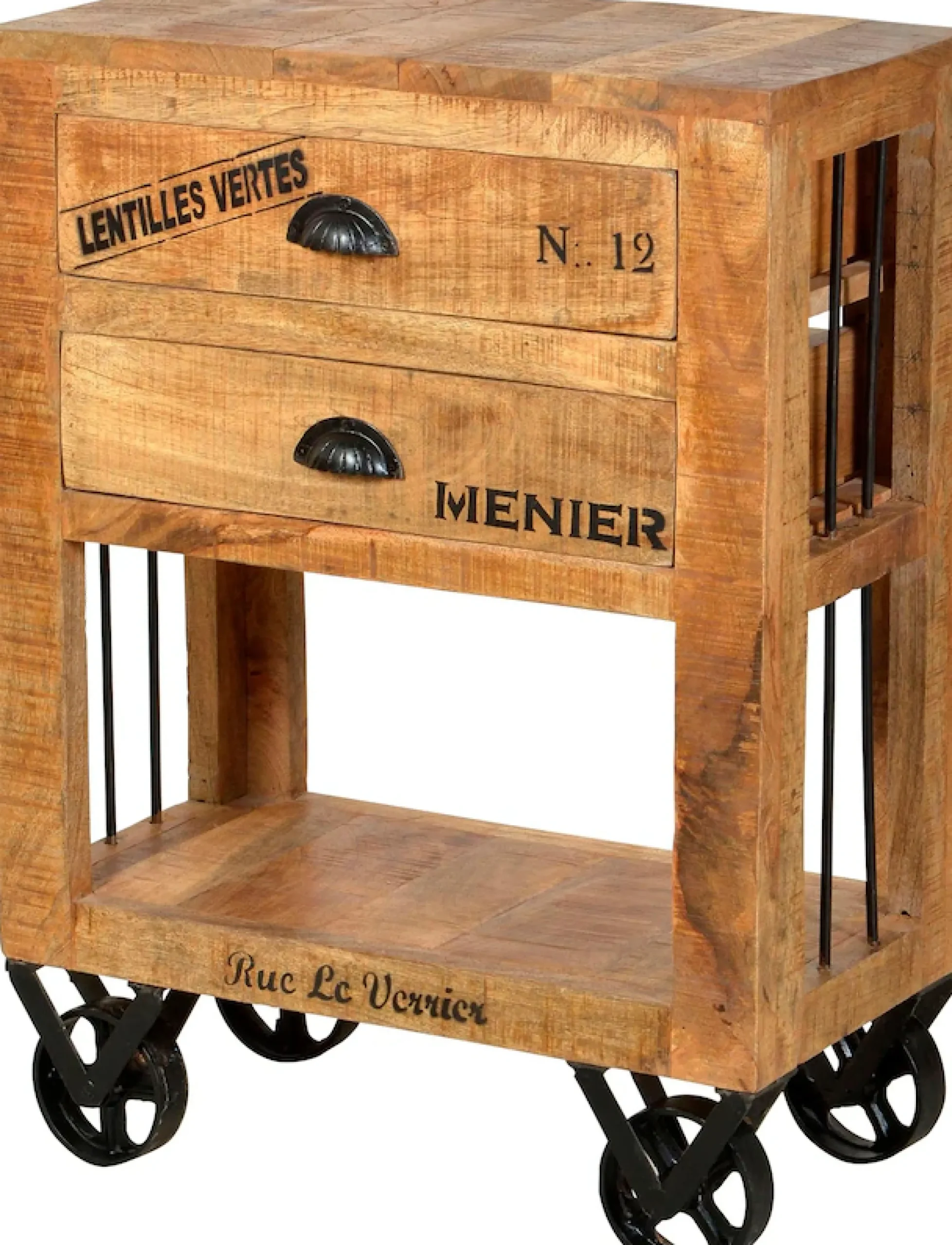 SIT Küchenwagen »RUSTIC aus Mangoholz mit Rollen & Stauraum« Flexibel beweglich dank 4 Metallrollen und offenem Fach