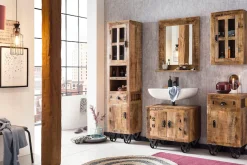 SIT Kommode »RUSTIC aus Mangoholz mit Rollen & Industrial-Look« Beweglich auf Metallrollen mit markanten Vintage-Gebrauchsspuren